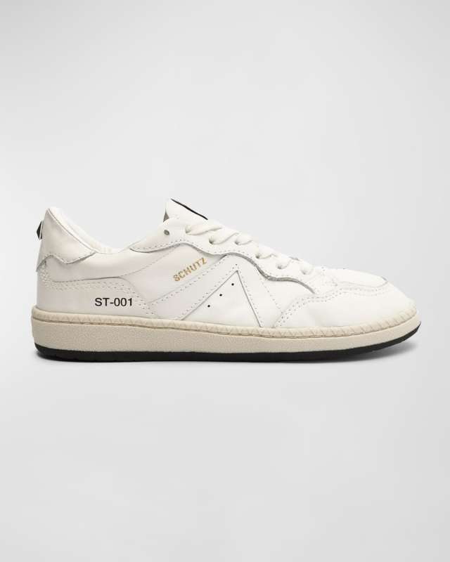 Mixed Leather Low-Top Sneakers